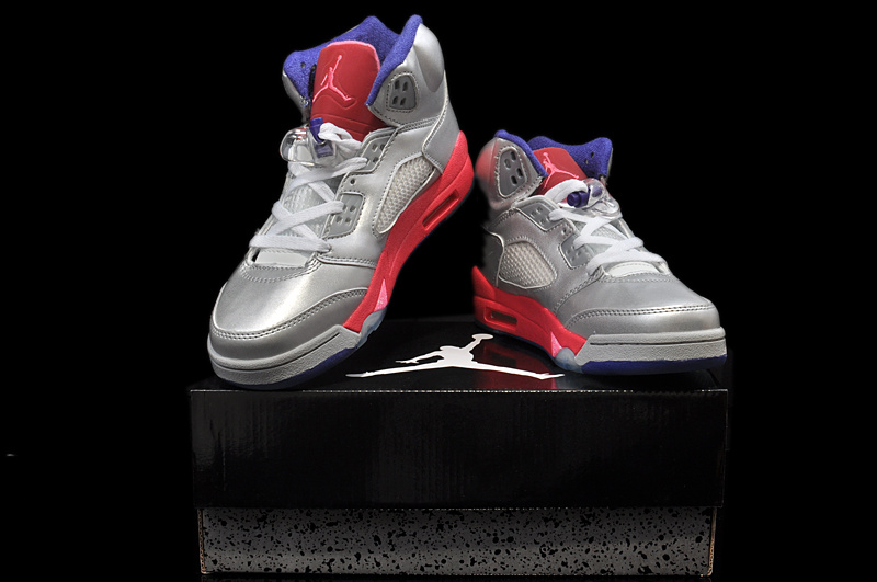 Air Jordan 5 Women Shoes Red/Gray/Purple Online